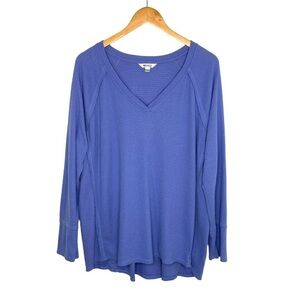Wildfox Womens Haley Brushed Top Sz Large Blue Long Sleeve V Neck Soft